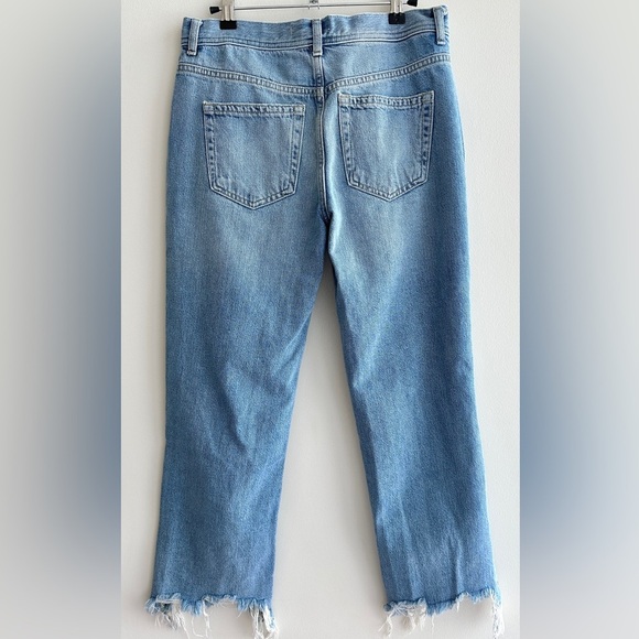 We The Free Maggie Mid-Rise Straight Leg Distressed Blue Denim Jeans, Size 27 - Picture 14 of 16